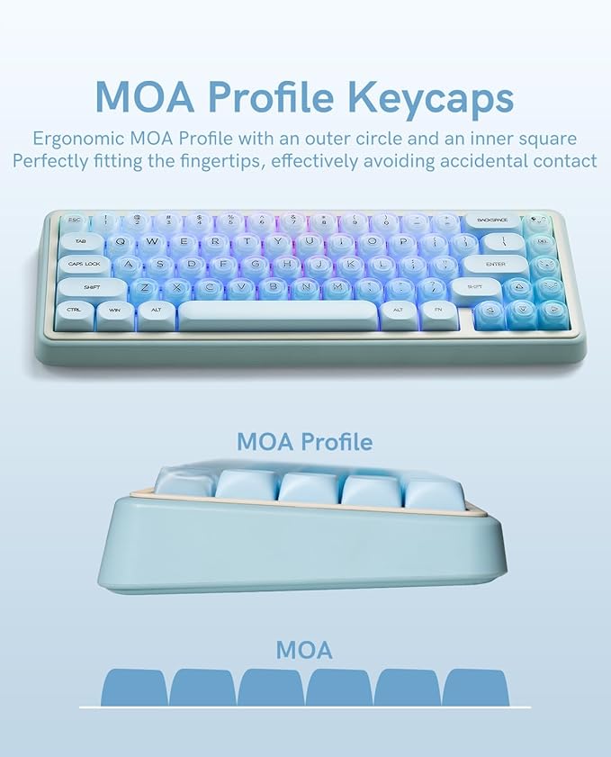 132 Keys PBT Keycaps Jelly Keycaps Cute Custom Creamy Key caps MOA Profile for 61/68/84/87/98/100 Cherry Gateron MX Mechanical Keyboards Blue