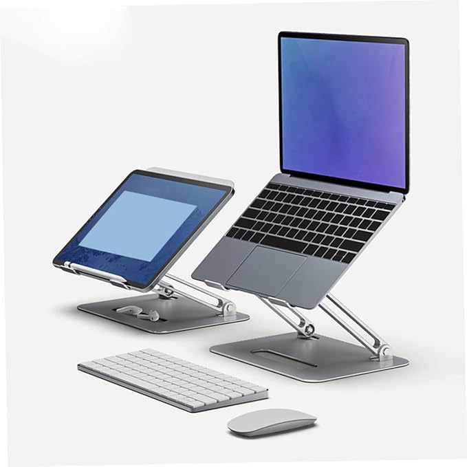 NUOBESTY Laptop Cooling Pad for Laptops Under Adjustable Aluminum Alloy Stand with Dual Cooling Fans for Enhanced Airflow and Ergonomic Support