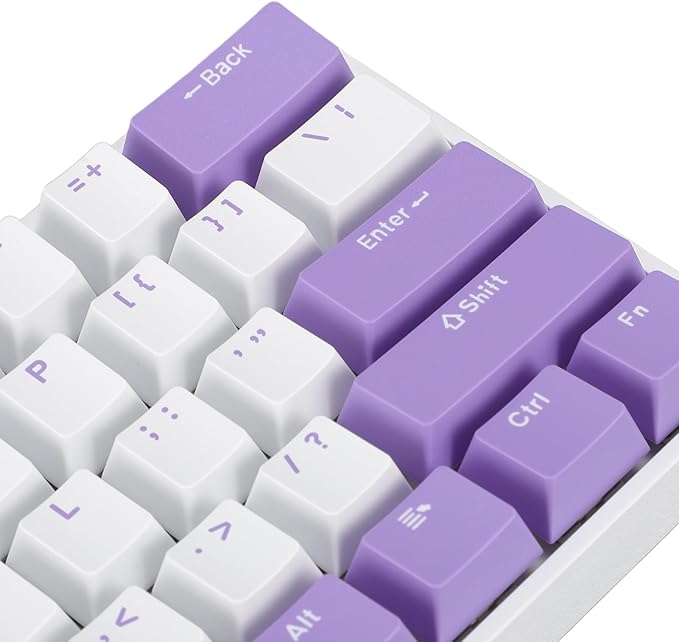 Zunate 61 Keys Red Switch Mechanical Gaming Keyboard RGB Backlit USB C Wired Gaming Keyboard for PC Laptop with White Shell and Blue and White Keycaps for Systems