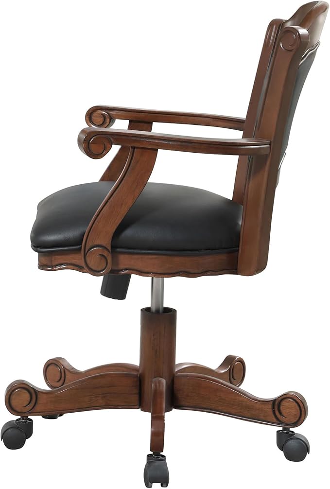 Black and Tobacco Upholstered Game Chair with Casters