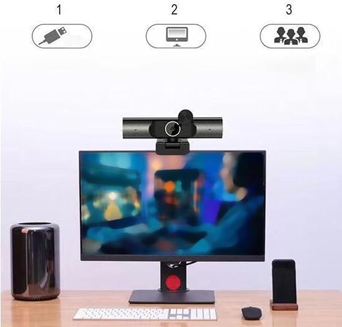 2K USB Webcam Auto Focusing HiFi Speaker Noise Reduction Mic Plug and Play PC Camera for Desktop Laptop Video Chat 2000 10 Vista OS X