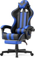 Huracan Gaming Chair with Footrest Adjustable Video Game Computer Chairs for Adults Reclining Backrest Office Desk Chair with Headrest and Lumba Pillow Blue