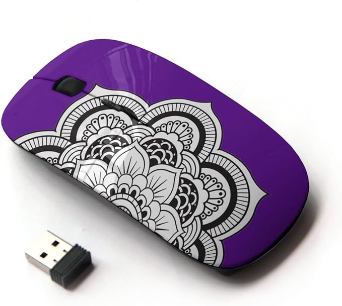 Graphic4You Mandala Flower (Purple) Ergonomic Wireless Mouse with Nano Receiver
