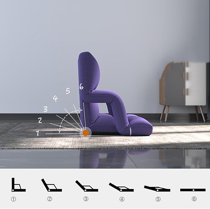 Floor Chair Back Support Folding Sofa Adjustable Positions Padded Lazy Sofa Breathable Floor Gaming Chair for Reading Meditating(Green-A)