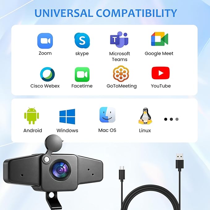 POHO 4K Webcam for PC Ultra HD Computer Camera with PDAF Autofocus Aluminum Material Auto Light Correction70° FOV Web Camera with MicrophonePrivacy Cover for Streaming Conference Zoom