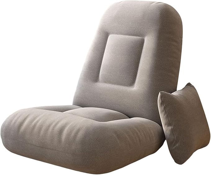 Floor Seat Convertible Sleeper Chair with Pillow No Assembly Required Adjustable in 5 Levels Comfortable and Versatile Ideal for Gaming Reading Meditation(Gray)