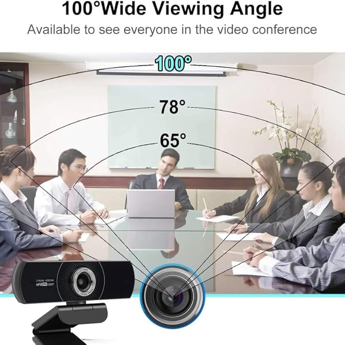 1080P 60fps Webcam with Microphone for Desktop Laptop Computer Meeting Streaming Web Camera