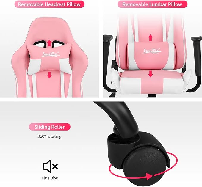Ergonomic Gaming Chair Video Gamer Chair for Adults/TeensRacing Style Computer Chair with Lumbar Support Adjustable Rolling Desk Chair PU Leather Game Chair