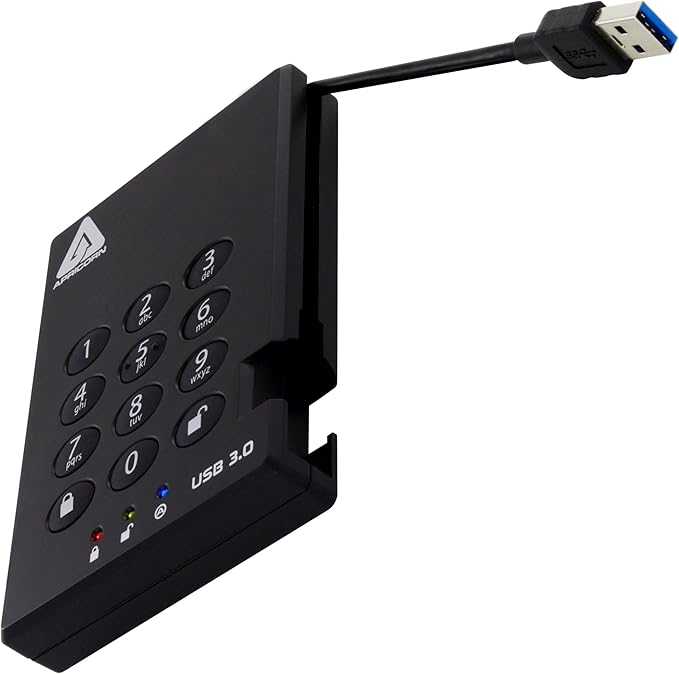 Apricorn Aegis Padlock 3.0 1TB USB 3.0 External Hard Drive Black