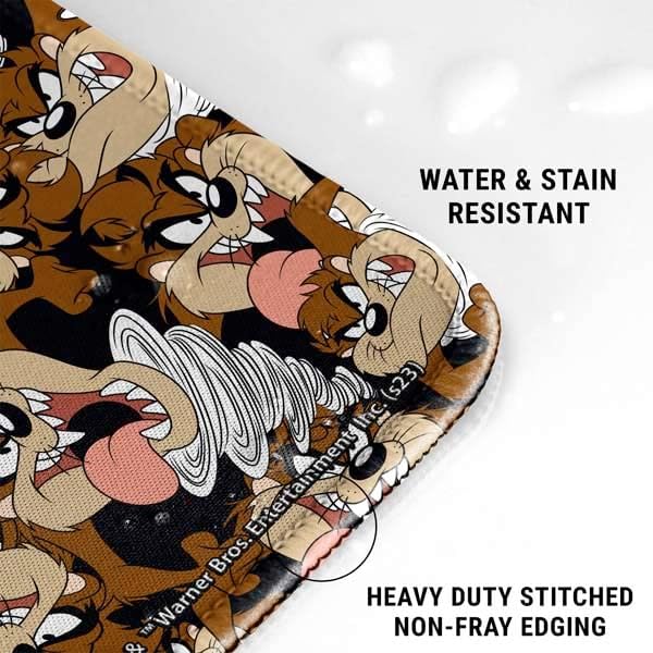 Skinit Medium Gaming Mouse Pad - Officially Licensed Taz Super Sized Pattern Design with Stitched Edges Waterproof Non-Slip Rubber Base Desk Mat for Keyboard &amp Mouse 17.7 x 15.75 inches