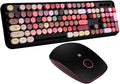 FOPETT Keyboard and Mouse Sets Wireless Reliable 2.4 GHz Connectivity for PCLaptopSmart TV and More (Black Colorful)