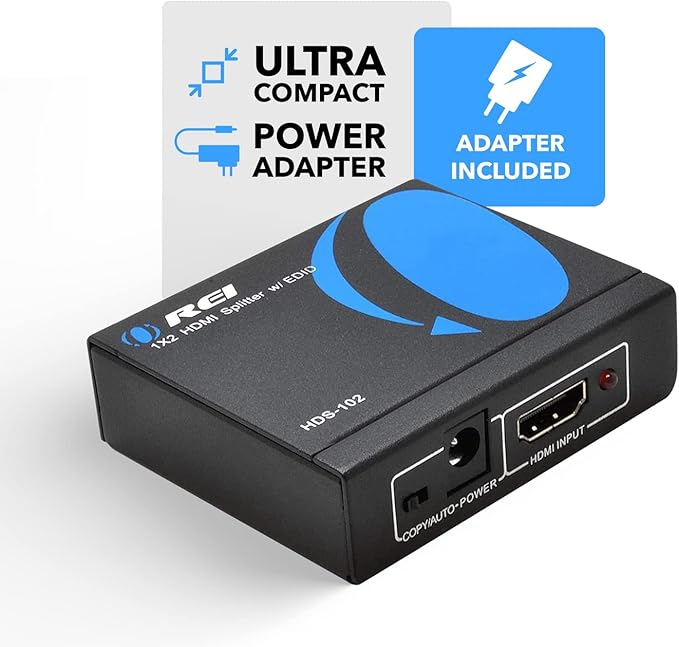OREI 4K 1 in 2 Out HDMI Splitter Duplicate/Mirror Only UltraHD 4K @ 30 Hz 1x2 Will NOT Bypass HDCP HDMI Supports 3D Full HD 1080P for Xbox PS4 PS3 Fire Stick Blu Ray Apple TV HDTV - Adapter Included