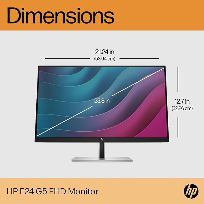 HP E24 G5 24 Class Full HD LCD Monitor - 16:9 - Black - 23.8 Viewable - in-Plane Switching (IPS) Technology - Edge LED Backlight - 1920 x 1080-250 Nit - 5 ms - HDMI - DisplayPort - USB Hub