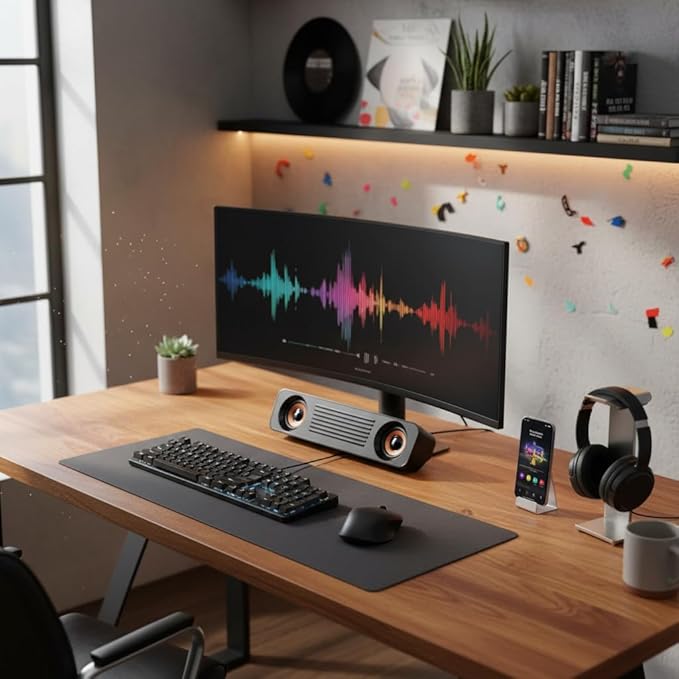 Estink Wired Desktop Speaker ABS 60Hz-20kHz 360 Degree HiFi Stereo Subwoofer USB Powered 3.5mm Plug Portable Desktop Long Speaker