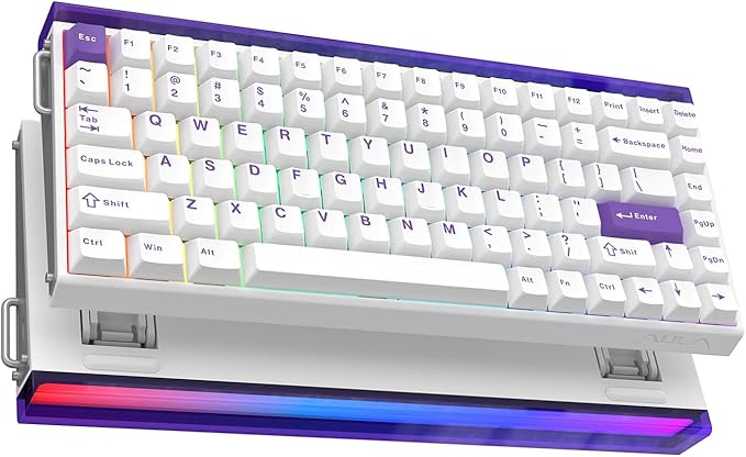 MechLands Aula Hero84 HE Wired Magnetic Gaming Keyboard Rapid Hall Effect Keyboard with 0.01mm Adjustable Actuation 8kHz Polling 5-Layer Sound Dampening RGB Lightbox &amp Backlit (White Purple)