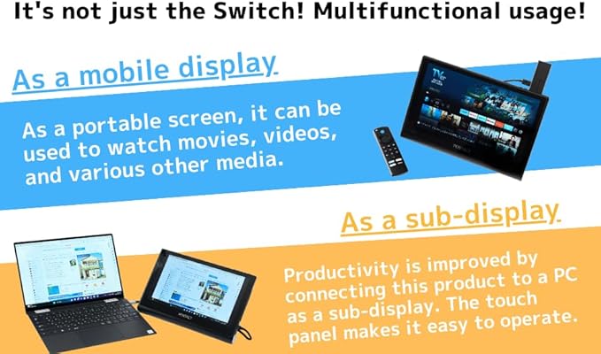 Mobile Monitor 11.6 Portable Display with Mobile Battery Dedicated Socket for Switch Tpye-C/HDMI/Touch Panel/PS5/XBOX/PC/Smartphone PTG-01