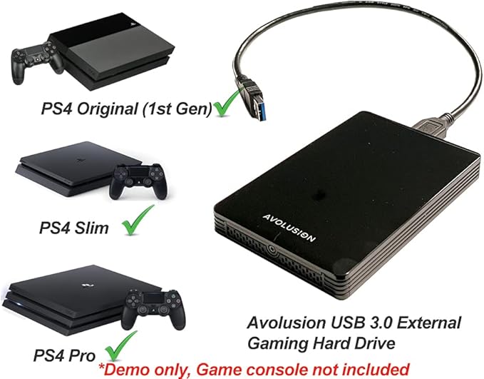 Avolusion HD250U3-Z1-PRO 1TB USB 3.0 Portable External Gaming Hard Drive (for PS4 Pre-Formatted)