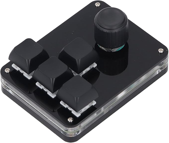 Mini Mechanical Gaming Keyboard USB C 4 Key 1 Knob Keyboard Blue Switch RGB LED Plug and Play for OSU Vista OS X