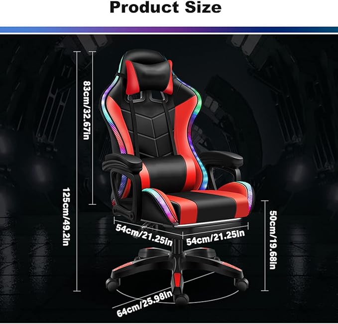 XOOFMASS Gaming Chair with Speakers Ergonomic Massage Gaming Chair with Massage Function Video Game Chairs with LED Light Swivel Racing Computer Chair 90°-135° Adjustment of BackrestWhite