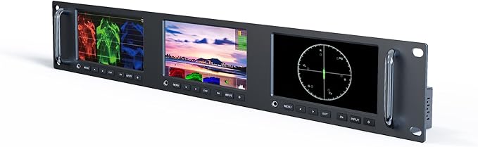 LILLIPUT RM-503S 3 X 5 inch Full HD 2RU Rack Mount Monitor 1920x1080 HDMI 2.0 3G-SDI Input and Output with Waveform and Vector Functions