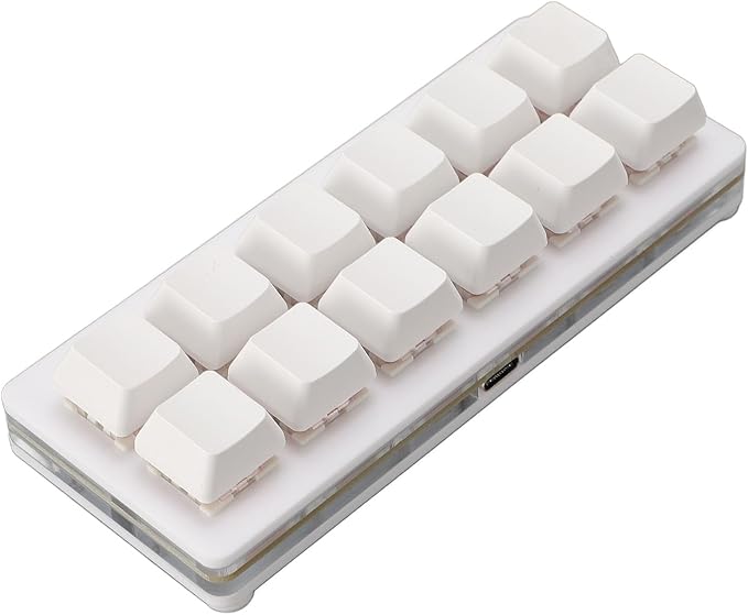 Zunate 12 Key Mechanical Gaming Keyboard One Handed Macro Customized OSU Keyboard USB C Wired Programmable RGB Backlit Keyboard for PC (White)