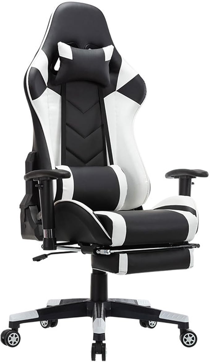 Ergonomic Gaming Chair with Footrest and Lumbar Support Height Adjustable Video Game Chairs for Adult Reclining Desk Chairs for Office Bedroom Study Room
