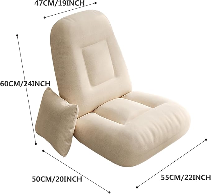 Adjustable Floor Sofa Chair 5-Position Multiangle Padded Floor Chair Cushioned Back Support Versatile Video Game Chairs for Meditation Seminars Reading TV Watchin Yellow- Technical Cloth