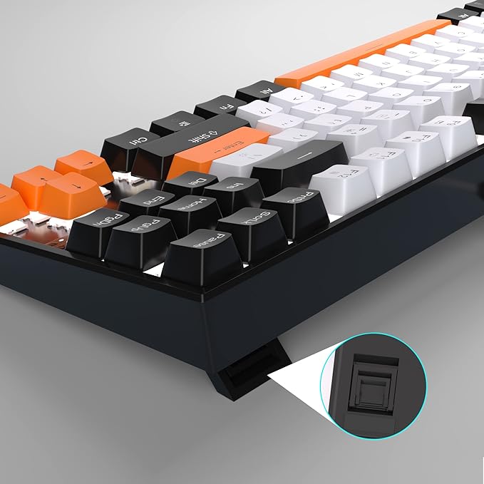MageGee 75% Mechanical Gaming Keyboard Yellow Switch LED White Backlit 87 Keys Compact TKL Wired Computer Keyboards for Windows Laptop PC Gamer - White/Black