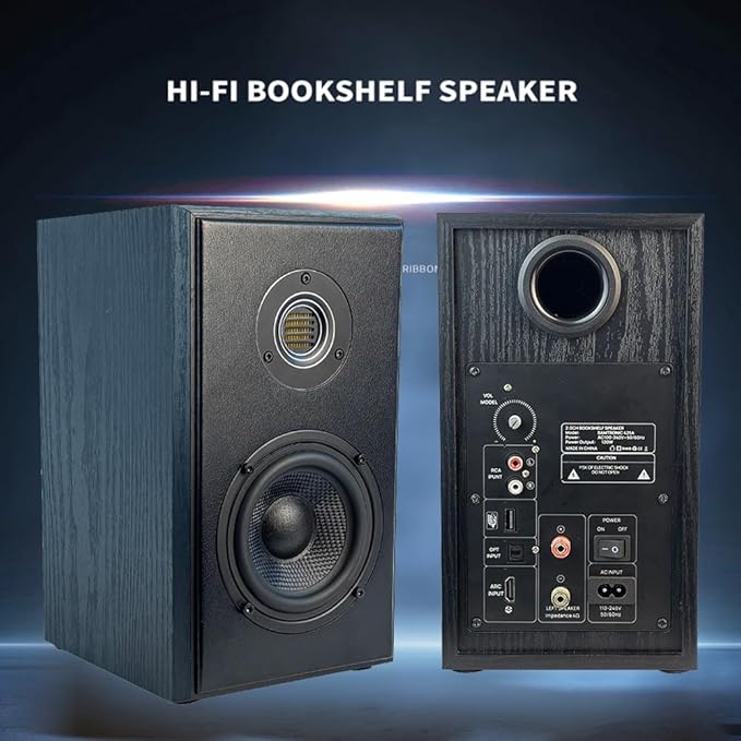 Bluetooth Computer Speakers for Record Player DC Powered Studio Speaker for TV with AMT Tweeter and Optical/RCA/BT/HDMI(ARC) Inputs Black