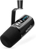 Movo UM6 Dynamic Podcast Microphone with Built-in GainCast Preamp - XLR and USB C Outputs - Studio Mic for Gaming Podcasting Streaming Vocals Computers and Content Creation