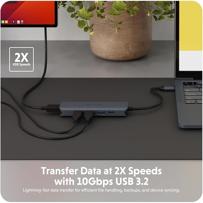 HyperDrive Next 6 Port USB Hub – USB C to HDMI 4K60Hz Display 10Gbps Data Transfer 100W Power Delivery Charging 3X USB-A — Compatible w/MacBook Pro MacBook Air PC and Chromebook