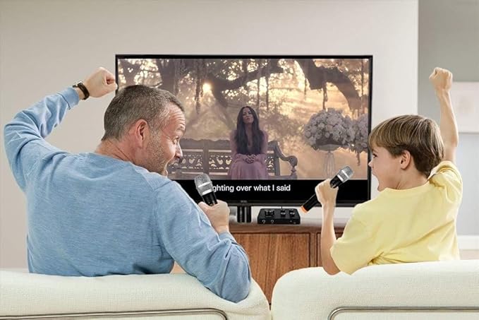 Wireless Karaoke Microphone System Dual Handheld Wireless Microphones for Smart TV Speaker &amp Amplifier HDMI/AUX in/Out 100FT Dynamic Microphonefor Home Karaoke Singing Church &amp Wedding