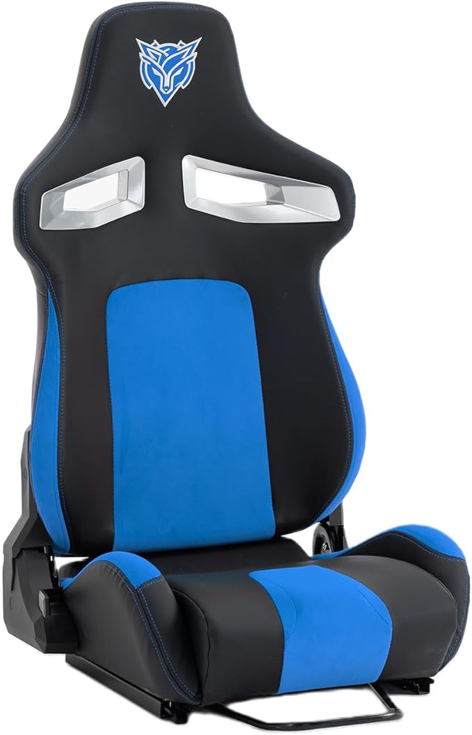 Universal PVC Bucket Racing Seat with Adjustable Slide &amp Reclining Backrest – Compatible with Fanatec Thrustmaster Logitech Moza for PS5 PS4 Xbox PC