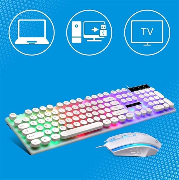 zhanghong Gaming Keyboard and Mouse Set LED Backlit Keyboard and Wired Mouse for PC Computer Gamer Laptop PC Computer Game and Work