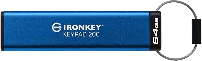 Kingston Ironkey Keypad 200 64GB Encrypted USB | Alphanumeric Keypad | Multi-Pin Access | XTS-AES 256-bit | FIPS 140-3 Level 3 Certified | Brute Force &amp BadUSB Protection | IKKP200/64GB