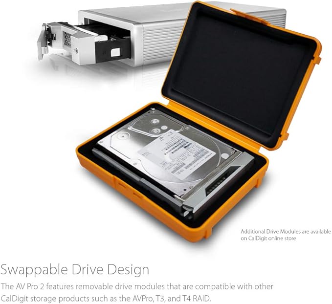 CalDigit AV Pro 2 Storage Hub USB C External Hard Drive - Charge up to 30W Compatible with USB-C and Thunderbolt Type-C Computers (0TB Enclosure Kit)
