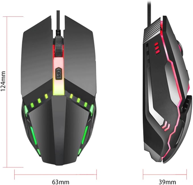 Computer Mouse Gaming Mouse 1600 DPI Wired Optical Mouse with 4 Buttons RGB Lighting Tilt Wheel Classic Black Wireless mice