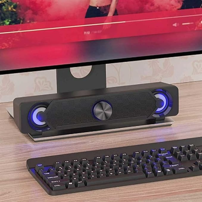 Sound bar with Built-in Subwoofer Surround Sound 3.5mm Input Jack Compatible with PC Computers Notebook Tablet Smart Phones