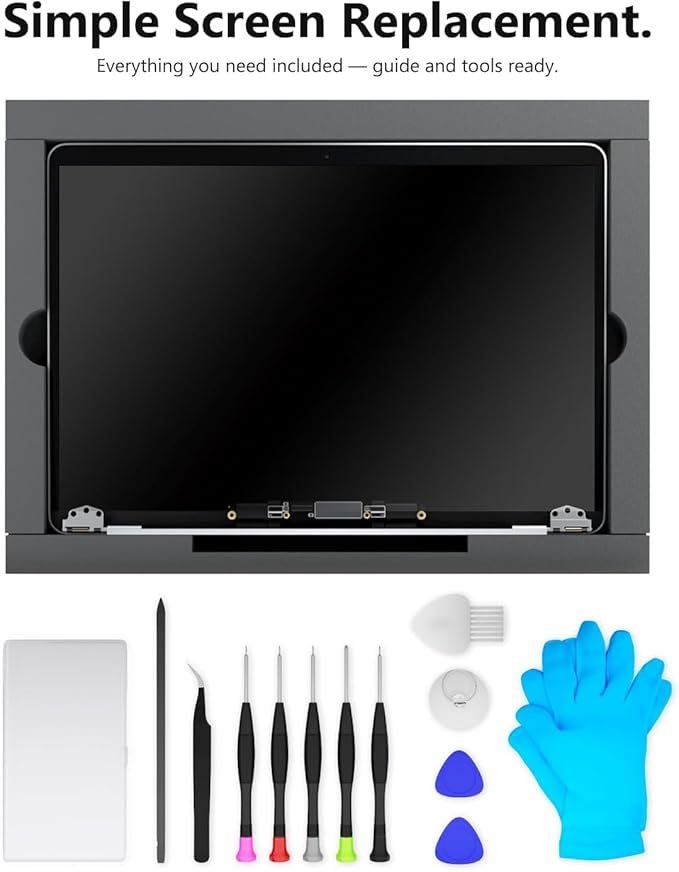 A1989 A2159 A2289 Screen Replacement for MacBook Pro 13.3 2018-2019-2020 Year Retina (EMC 3358 3214 3301 3456) 2560x1600 Full LCD Screen Display Assembly with Fix Kit (Gray)