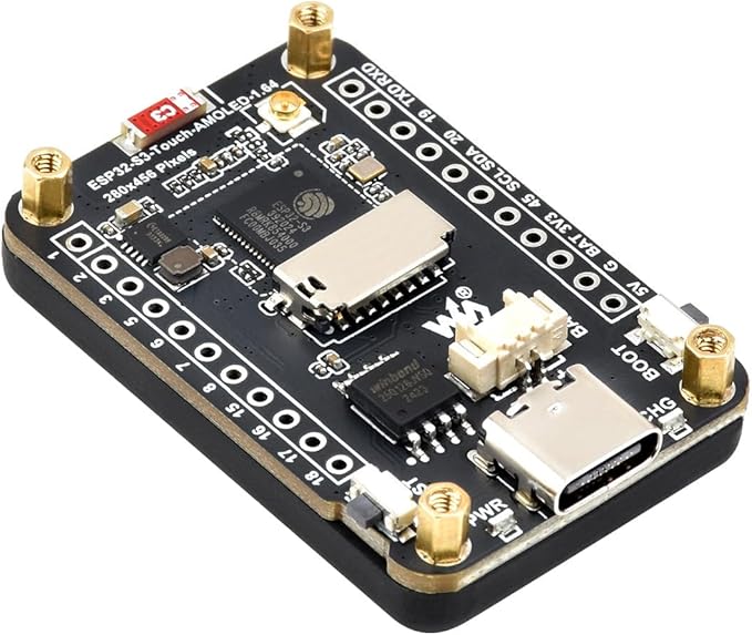 ESP32-S3 1.64inch AMOLED Touch Display Development Board 280x456 QSPI Interface Onboard Accelerometer and Gyroscope Sensor and Other Interfaces ESP32 with Display