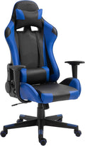 DIKEP Gaming Chair PC Computer Chair with Footrest and Lumbar Support PU Leather Headrest and Height Adjustable Ergonomic Reclining Chair w/ 360° Swivel Seat for Office and Home - Black &amp Blue