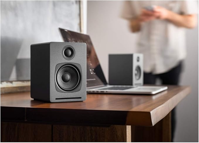 Audioengine A1 Computer Speakers with Subwoofer S8 White and DS1M Stands