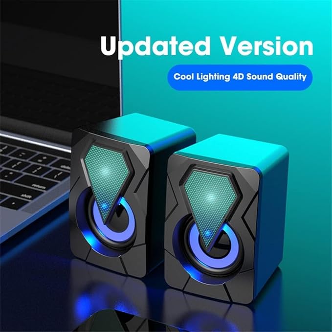 Computer Speakers for Desktop Computer Speakers for Laptop PC Subwoofer 4D Surround Sound Desktop Speaker Colorful LED Light Soundbar Theater Box Music