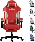 GTPLAYER Gaming Chair Computer Office Chair Lumbar Support Linkage Armrests and Footrest Ergonomic Game Chair for Adults with Extended Backrest Faux Leather Red
