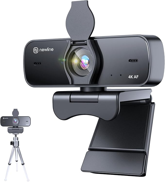4K Webcam for PC with Sony 1/2.55'' Sensor Dual Noise-Reduction Mics Autofocus 30FPS UHD Wide-Angle USB Computer Camera with Tripod for Zoom Teams &amp Skype Streaming Meetings