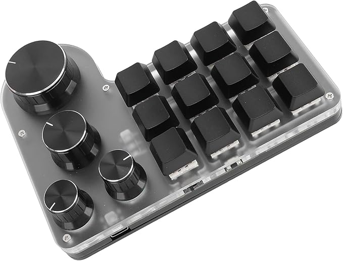 Zopsc USB Macro Mechanical Gaming Keyboard 12 Keys 4 Knobs BT Wired USB Dual Mode Connection Custom Macro Programming Keyboard Hot Swappable Red Switch