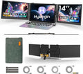Hyangin Triple Laptop Screen Extender 14-inch 2026 Upgraded Ultra-Slim 1080P FHD Displays for Laptop Ultra-Light Triple Monitor for 13.3-17.3 Laptops Compatible with Windows/Mac/Chrome OS/Phones