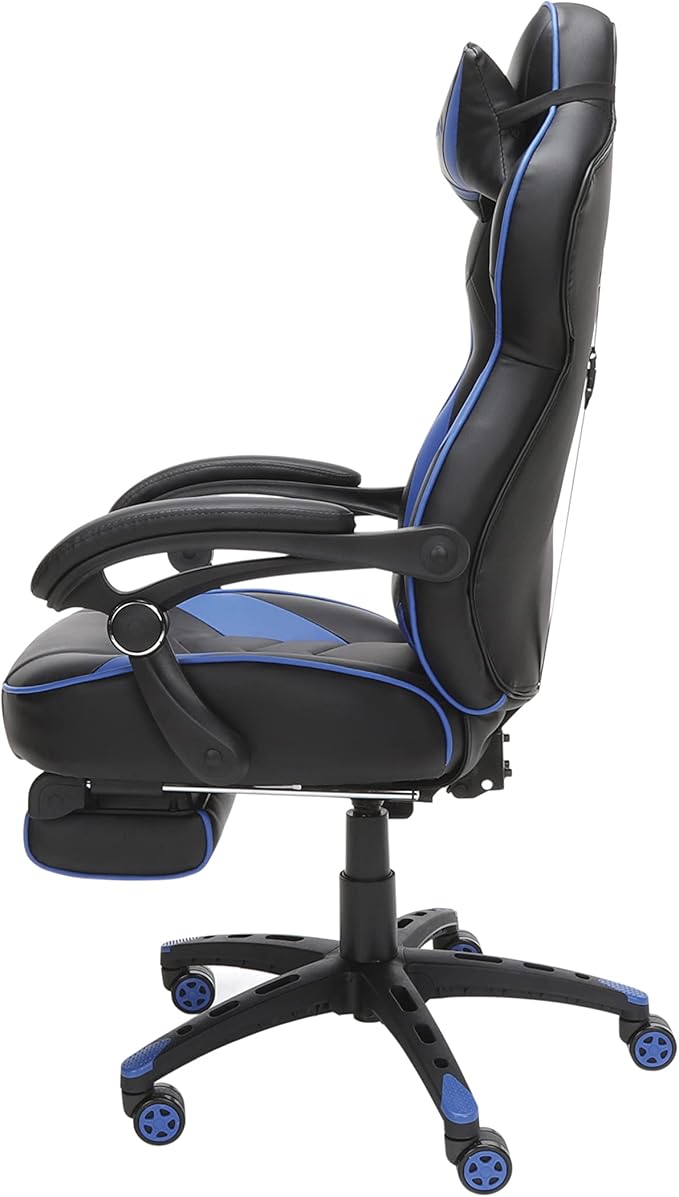 RESPAWN 110 Ergonomic Gaming Chair with Footrest Recliner - Racing Style High Back PC Computer Desk Office Chair - 360 Swivel Adjustable Lumbar Support Headrest Pillow Padded Armrests - 2019 Blue