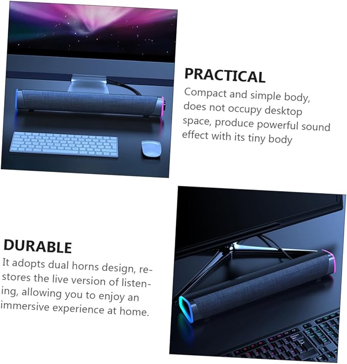 Mikikit Soundbar for Dual Horns Design Immersive Experience Compact Audio Speaker Smart Soundbar