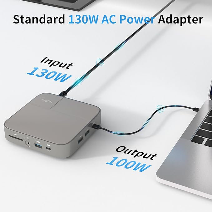 USB C Docking Station Dual Monitor 4K@60Hz or Single 8K@30Hz with 2 HDMI for Windows Laptops11-in-1 Laptop Docking Station with 5 USB A/C SD Gigabit Ethernet Audio 130W AC Power Supply